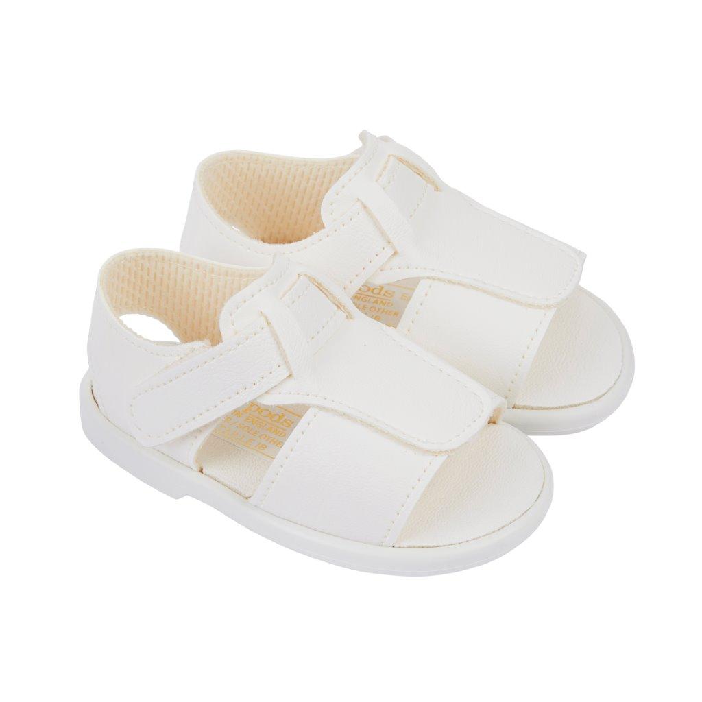 Bay Pod/Early Days S062 * BPS062W White Matt Hard Sole Sandal (2-4)