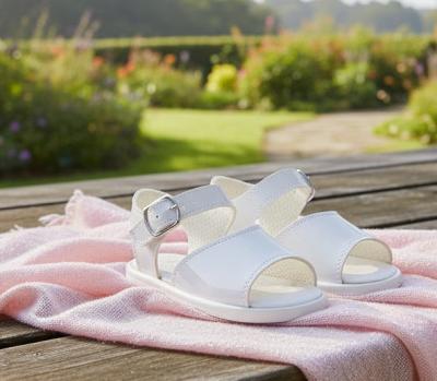 BPS070-W  White Patent Hard Sole Sandal  (2-4)