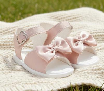 BPS071-DP Dusky Pink "Bow" Hard Sole Sandal (2-4 last few)