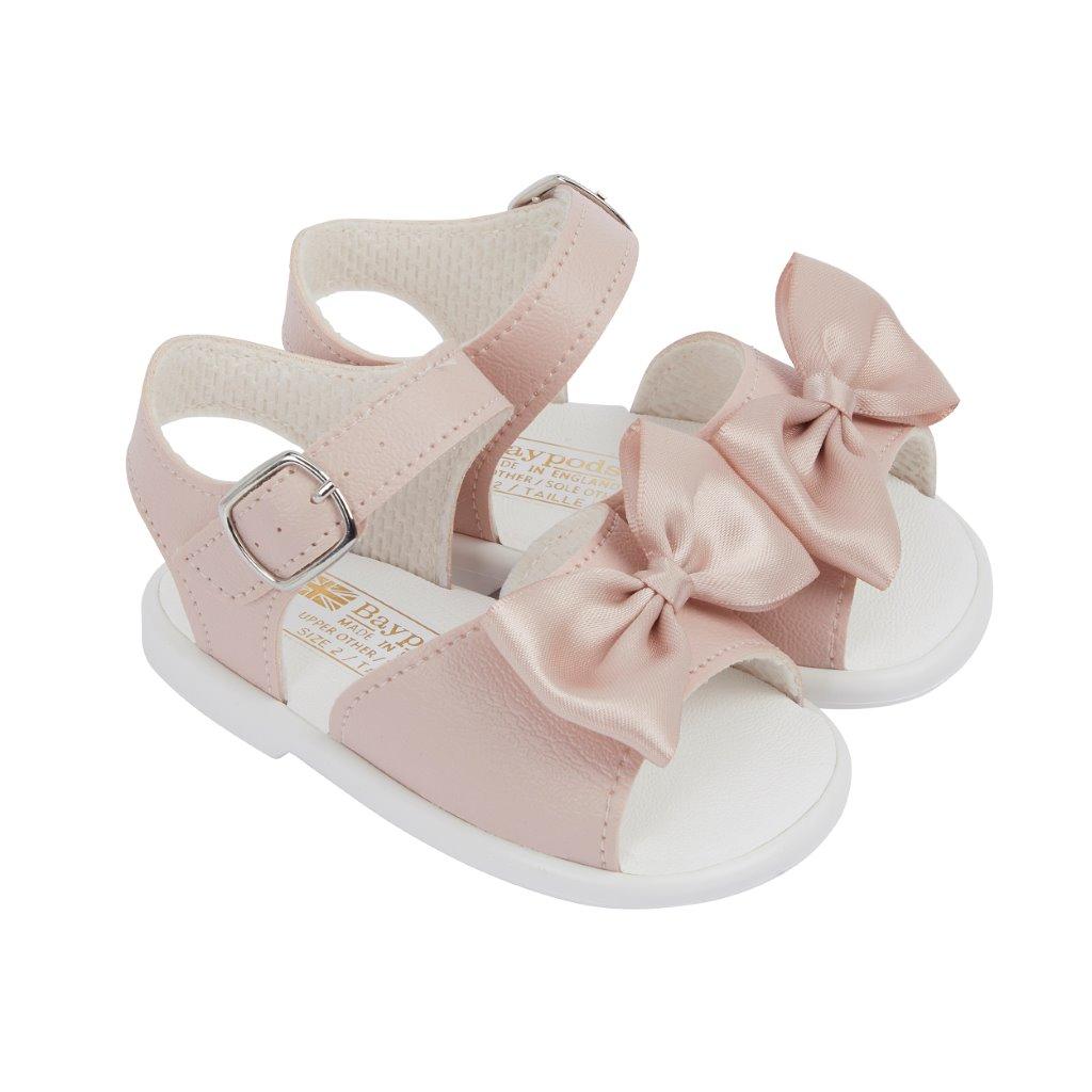 Bay Pod/Early Days S071 * BPS071DP Dusky Pink "Bow" Hard Sole Sandal (2-4)