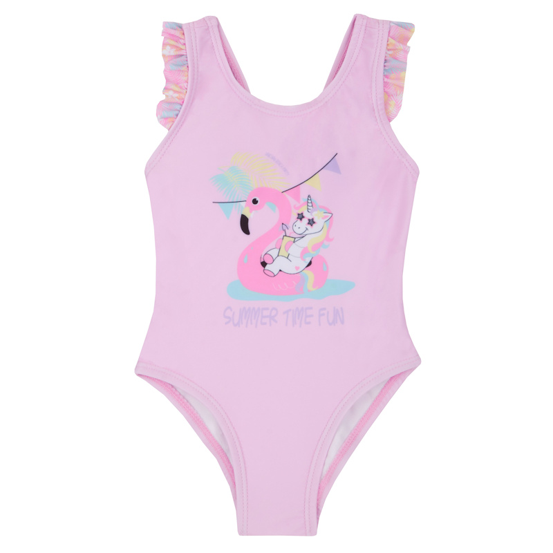 Baby Town 09C032 5056188210354 BT09C032 Flamingo Frill Swimsuit (2-6 years)