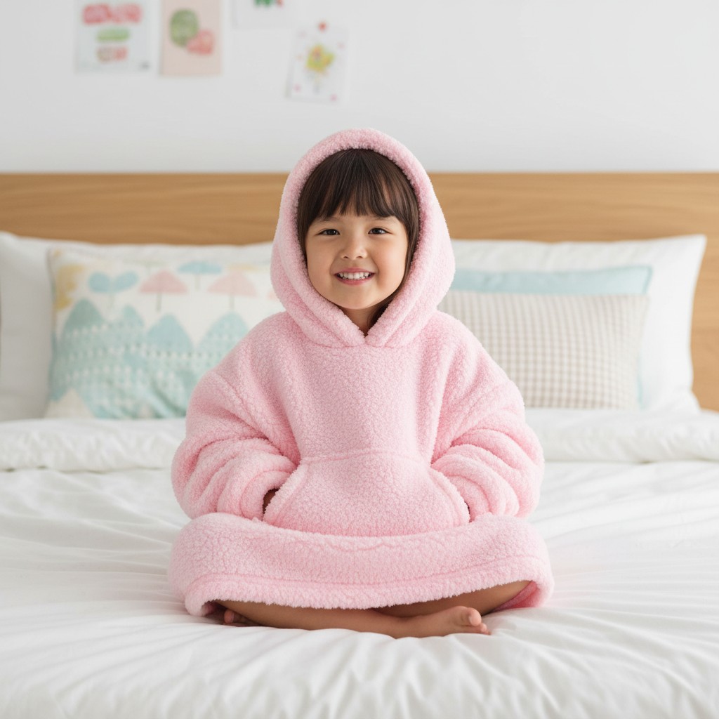 Baby Town 18C1060/CANDY  BT18C1060P Borg Oversize hoodie/Dress(3-6 years)
