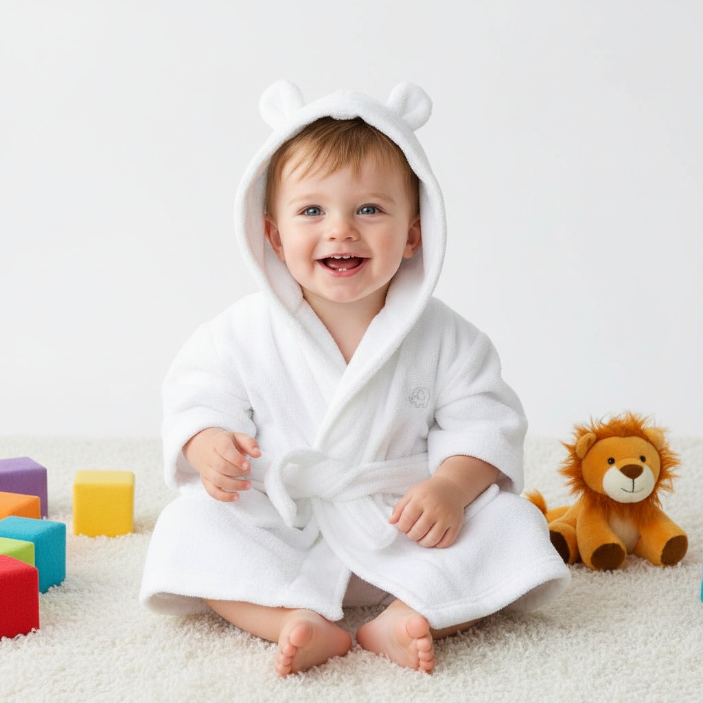 Baby Town  5055442143506 BT18C204-6-24 White Dressing Gown (6-24 months)