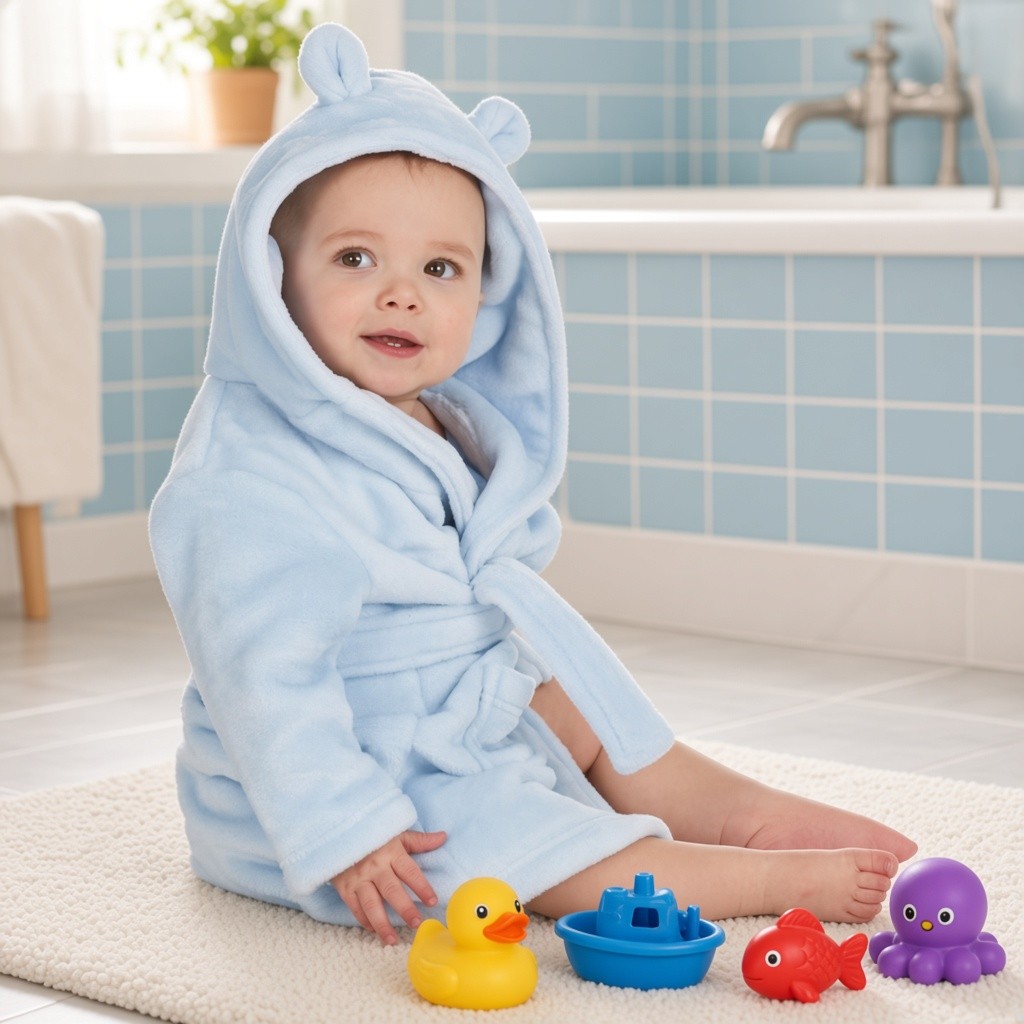 Baby Town 18c205/0-6-1 5056188201543 BT18C205A-06 Sky Blue Dressing Gown (0-6 months)