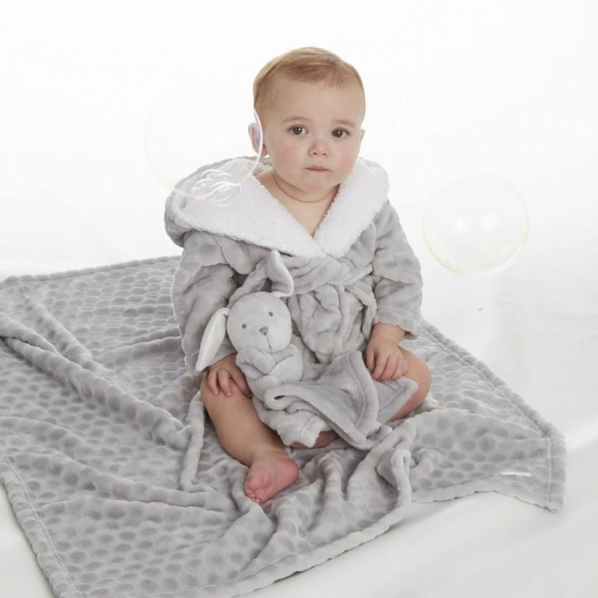 Grey Kids Robe Wholesale Baby Grey Fleece Robe | elizabeth-anne.co.uk