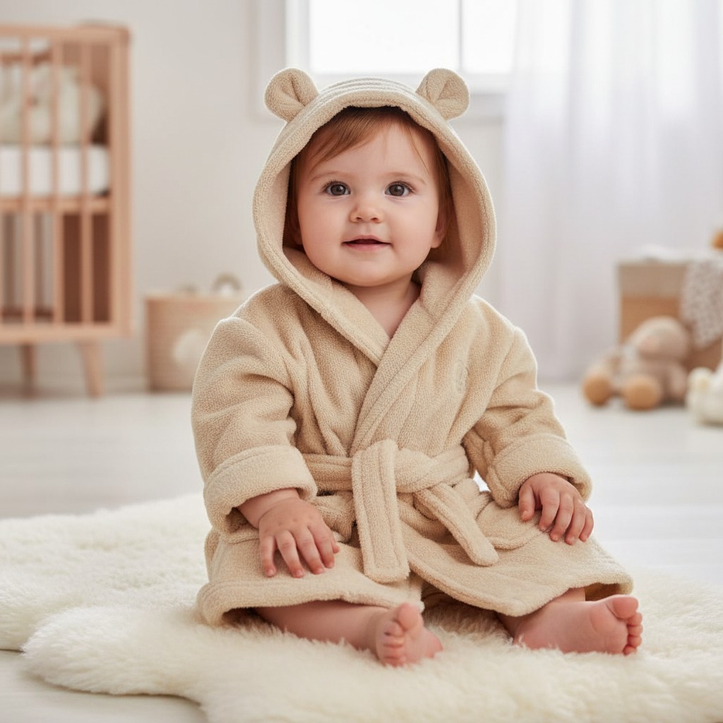 Baby Town 18C802 5056188242263 BT18C802-06 Teddy Embroidered Dressing Gown (0-6 months)