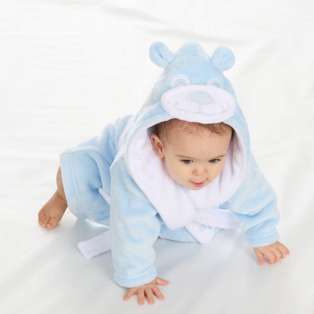 Baby Town 18C825  BT18C825-6-24 Sky Blue "Teddy" Dressing Gown (6-24 months)