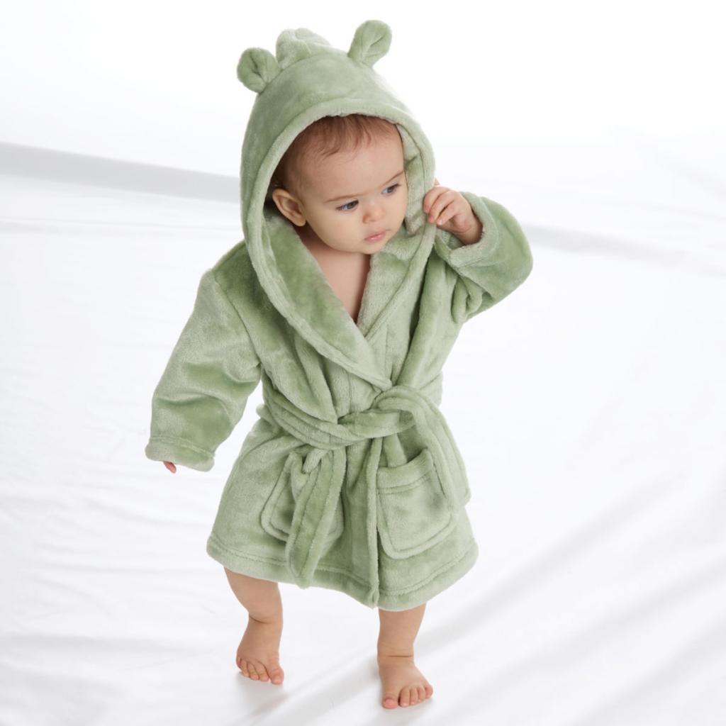 Baby Town  * BT18C851 Dusky Green Dressing gown ( 6-24 months)