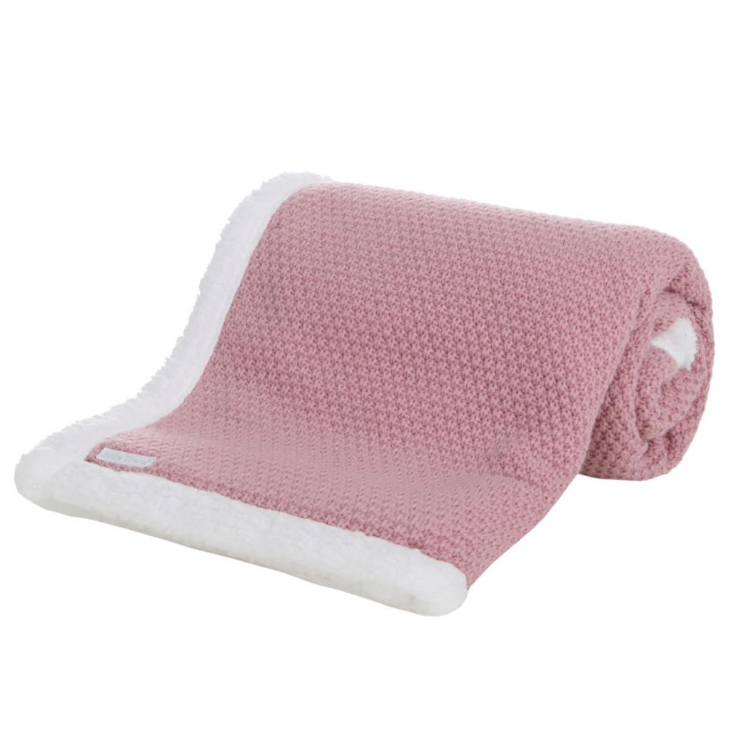 Baby Town China  BT19C265 Dusky Pink Knitted blanket with sherpa