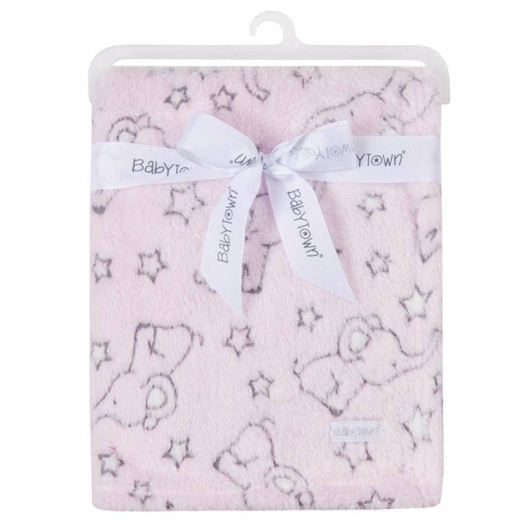 Baby Town 19C216/PINK 5056188219746 BT19C216 Pink Jacquard Elephant Blanket