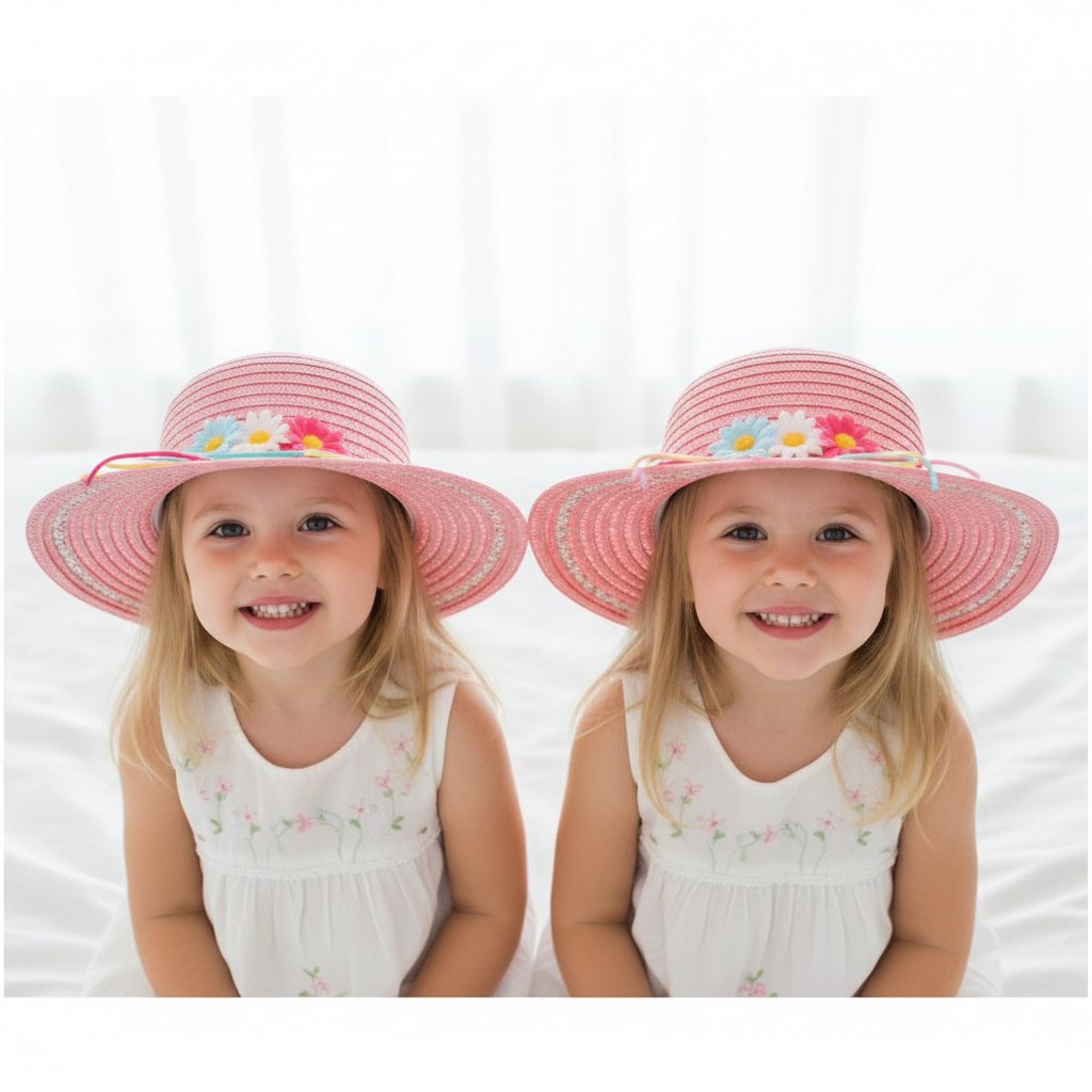 Bartleby Kids Wear HC718X  BWHC718 "Flowers" Straw Hat (50-54cm)