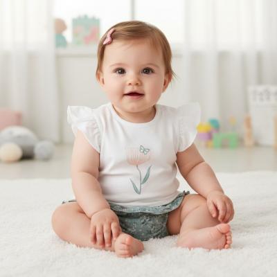 BY140111G   "Flowers" Two Piece Set  (6-18 months)