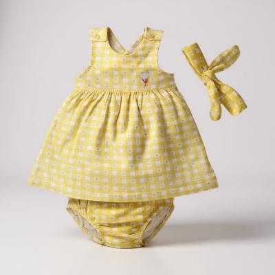 Babybol Barcelona 141008 8434295699137 BY141008Y Gingham "Floral" Dress Set (12-24  months)