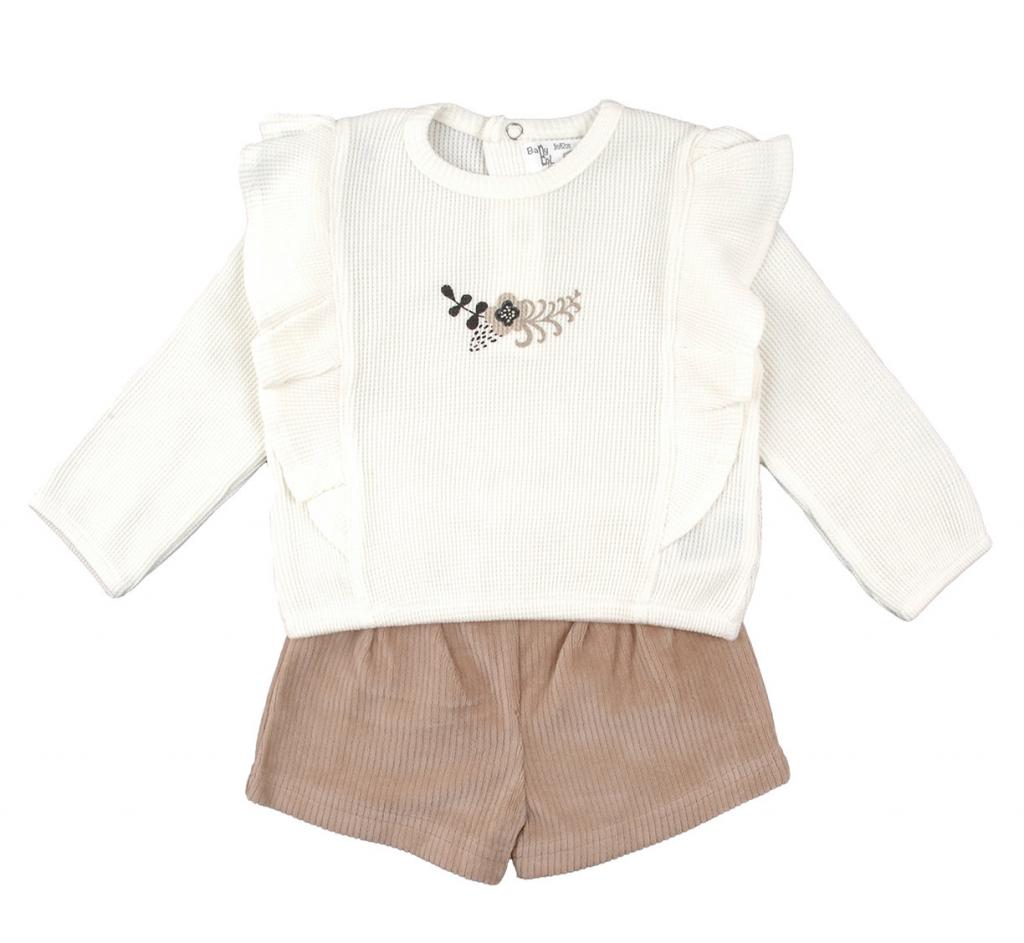 Babybol Barcelona 241042 12=8434295762008,18=843429562015,24=843429562022 BY241042 Ribbed Velour Shorts Set (12-24 months)