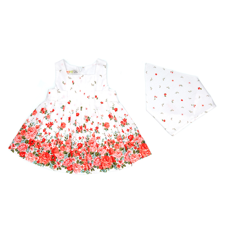 Babybol Barcelona 10121 8434295382572/589/59 BYB10121 Floral Dress & Bandana (12-36 months)