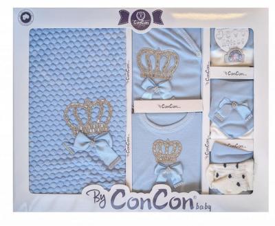 ConCon Baby   CBCC10030S 10 Piece boxed "Sparkle Crown" Sky (0-3 months)