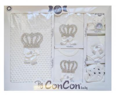ConCon Baby   CBCC10030_W  10 Piece boxed Set "Sparkle Crown" White (0-3)