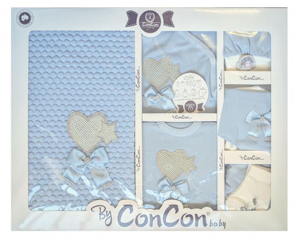 ConCon Baby   CBCC10033-S 10 Piece boxed  Gift Set "Sparkle Heart" Sky
