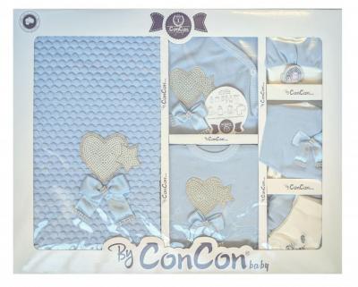 ConCon Baby   CBCC10033S 10 Piece Boxed  "Sparkle Heart" Sky (0-3 months)