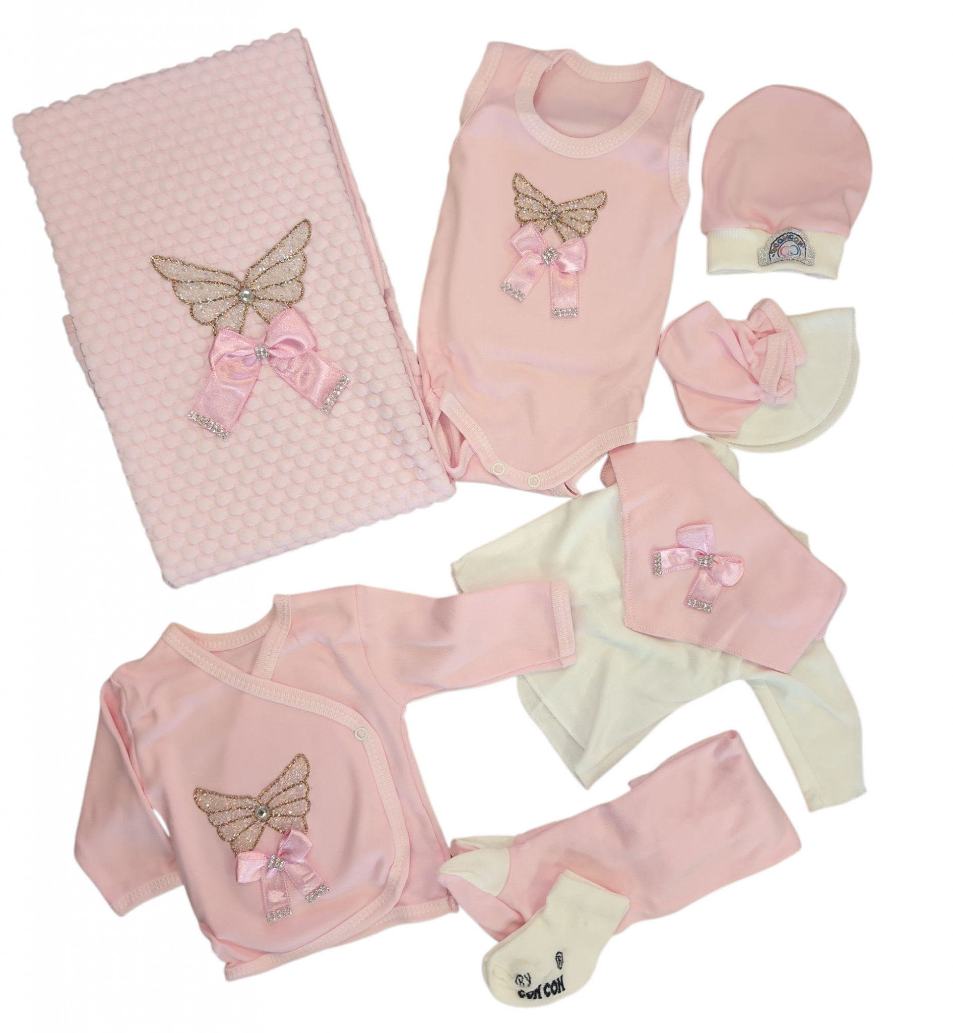 ConCon Baby   CBCC1618P 10 Piece boxed  Gift Set "Sparkle Butterfly" Pink