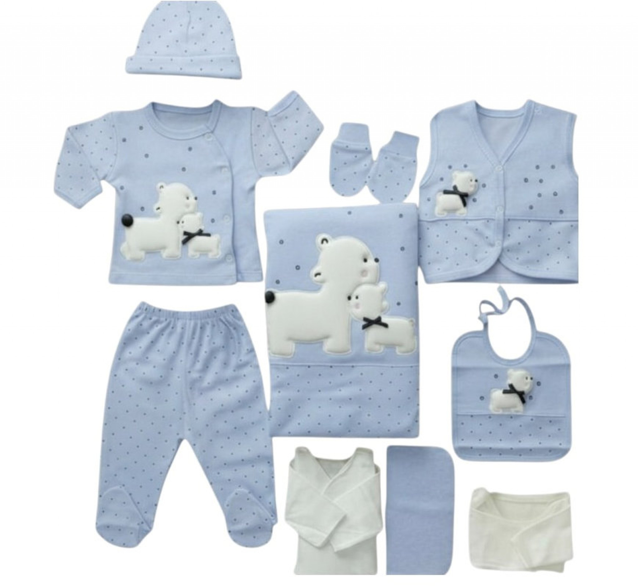 ConCon Baby   CBCC1620-SS  10 Piece Boxed  Gift Set "Bear " Sky (0-3 months)