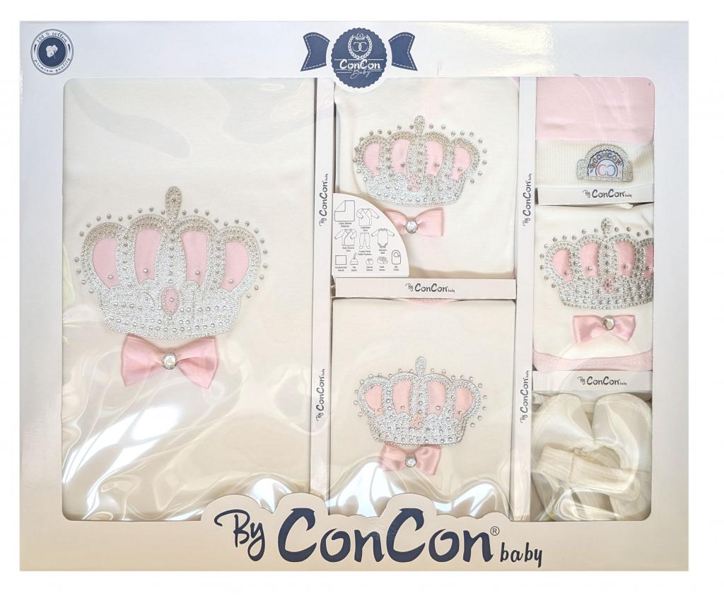 ConCon Baby   CBCC1625-WP  10 Piece boxed  Gift Set "Sparkle Crown" White/Pink