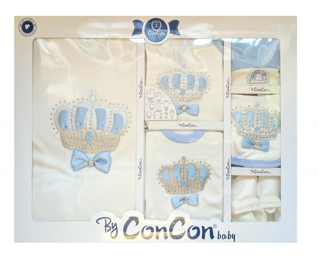 ConCon Baby   CBCC1625-WS  10 Piece boxed  Gift Set "Sparkle Crown" White/Sky