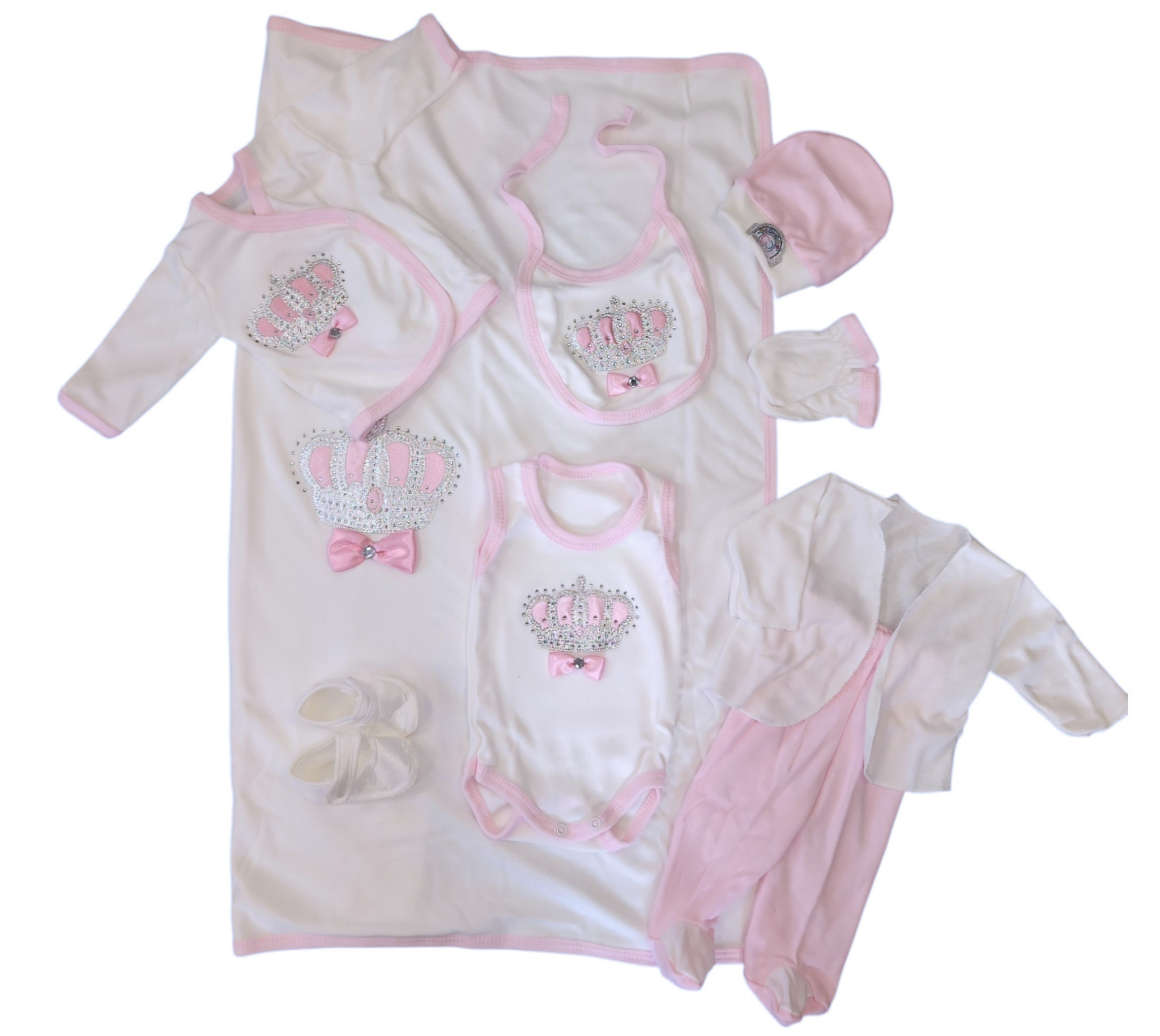 ConCon Baby   CBCC1625WP  10 Piece boxed  Gift Set "Sparkle Crown" White/Pink
