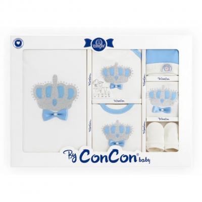 ConCon Baby   CBCC1625S  10 Piece boxed"Sparkle Crown" White/Sky (0-3 months)