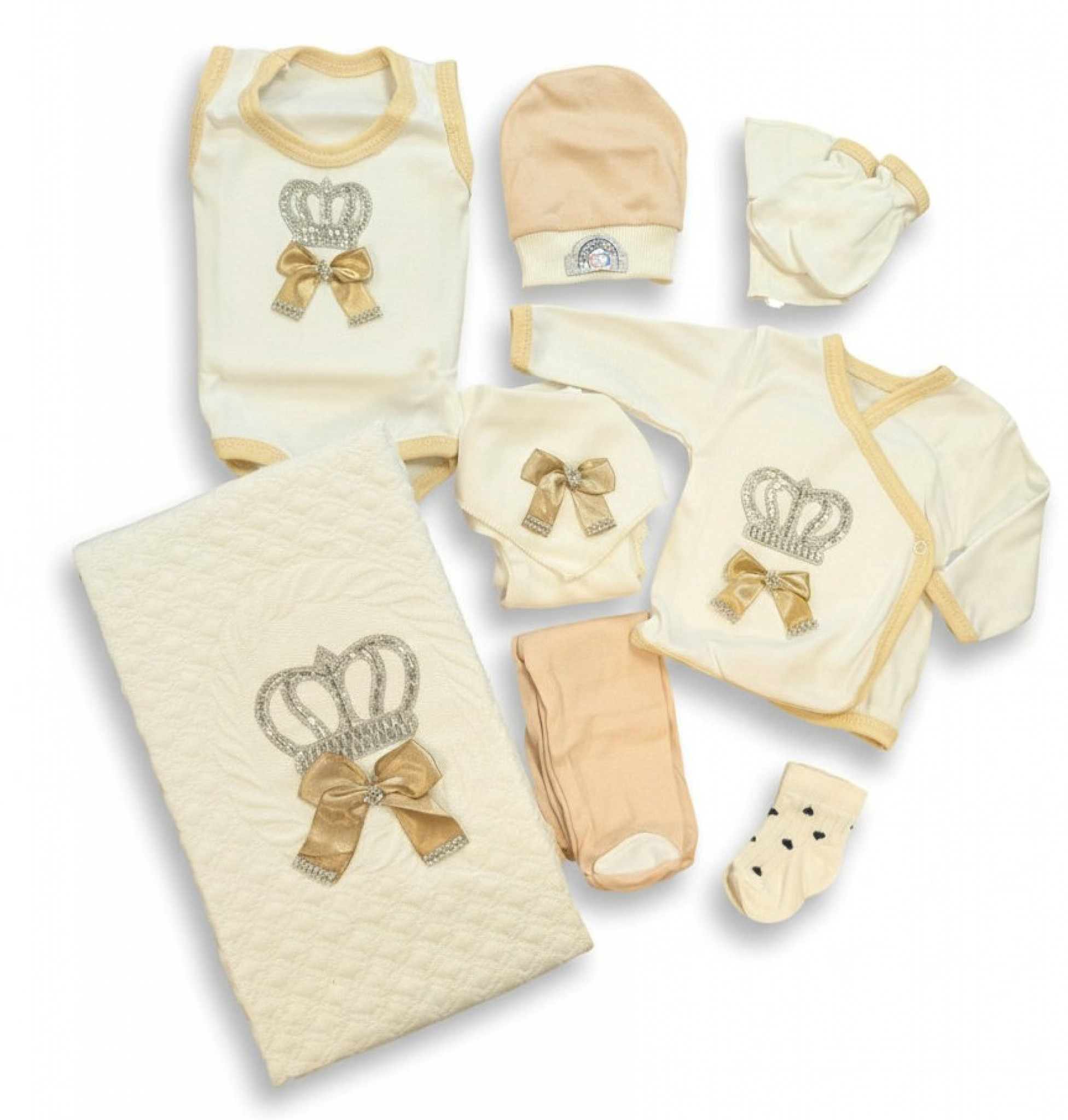 ConCon Baby   CBCC557G 10 Piece boxed  Set "Sparkle Crown" Gold (0-3 months)