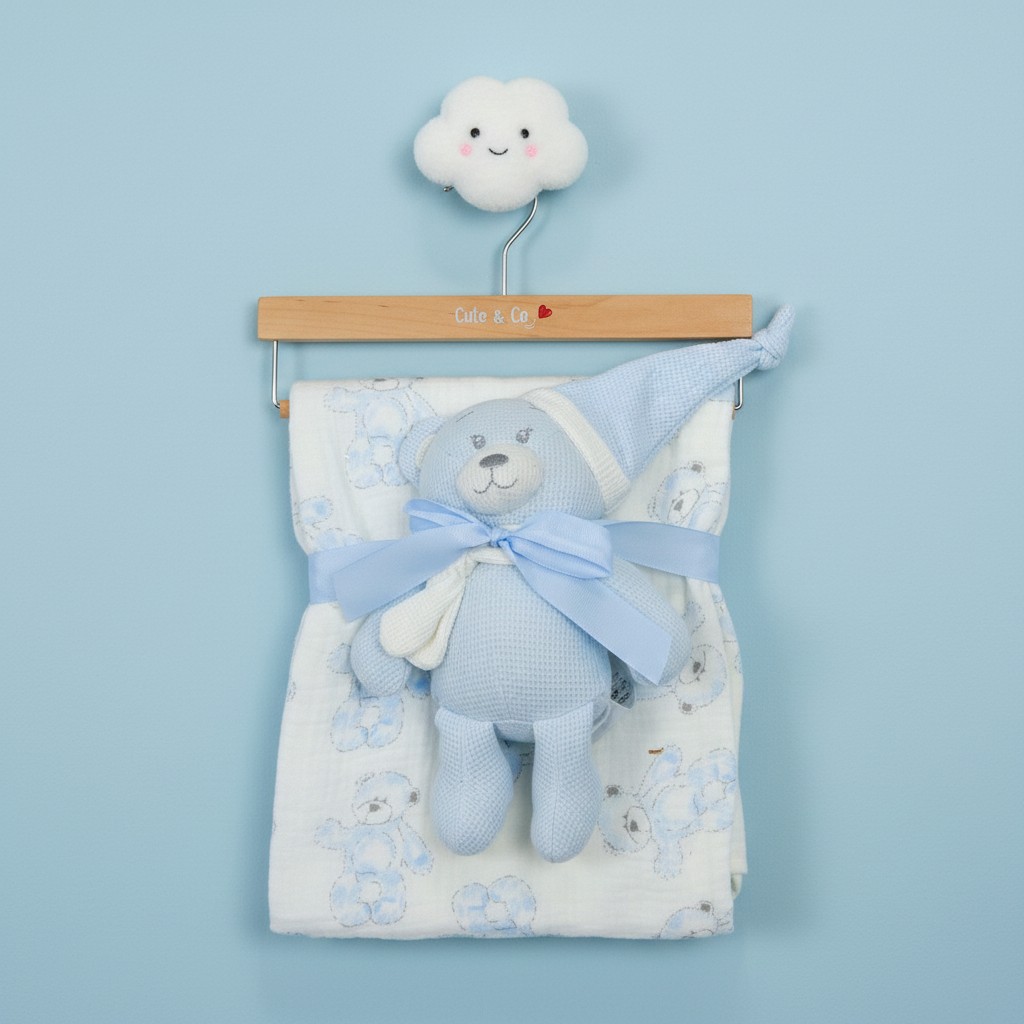 Cute & Co BW-112-3001P  CC112-3000S Muslin Fabric Blanket & teddy