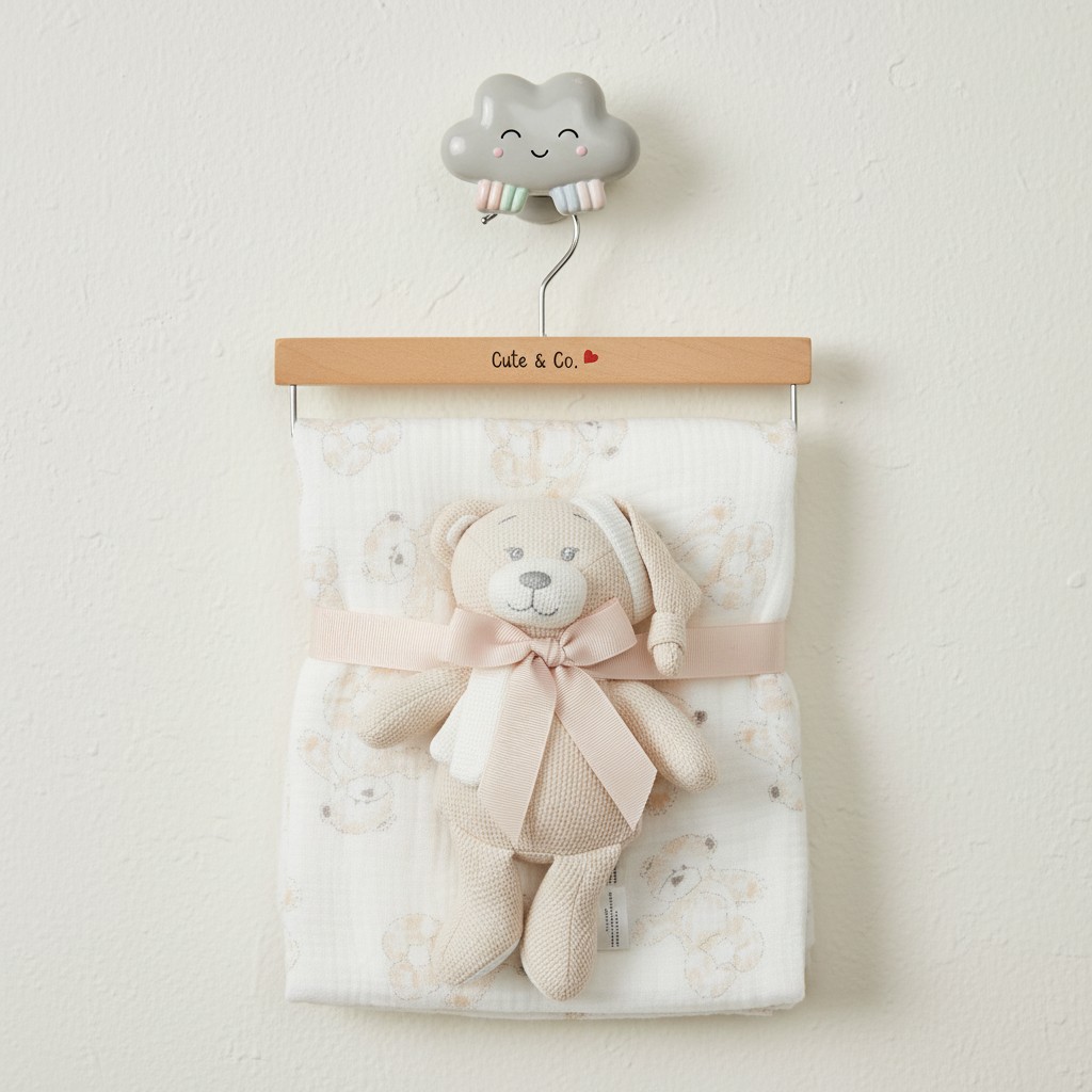 Cute & Co BW-112-3001P  CC112-3000T Muslin Fabric Blanket & teddy