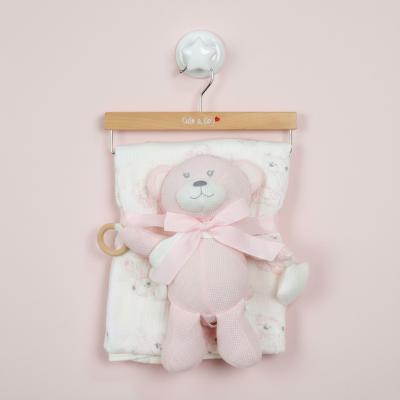CC112-3004P  Muslin Fabric Blanket & Teddy 