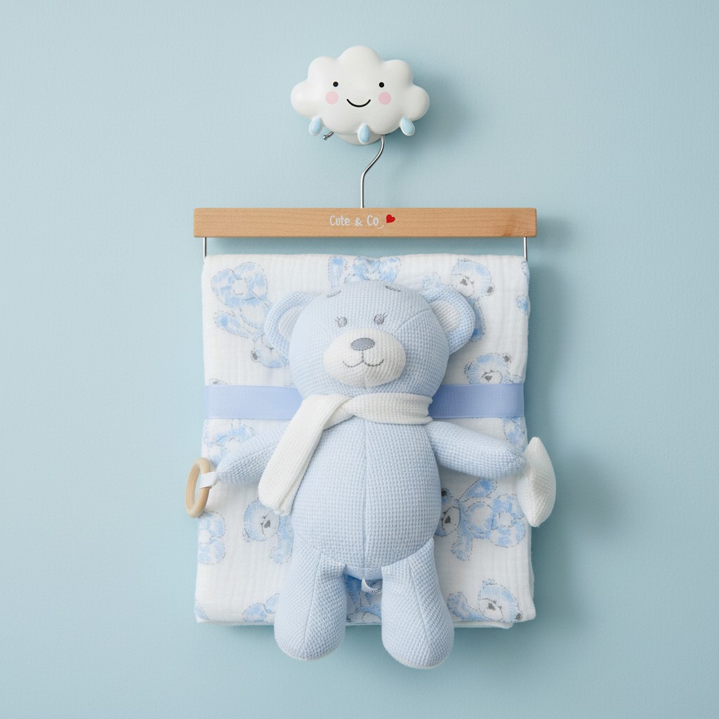 Cute & Co BW-112-3001P  CC112-3004S Muslin Fabric Blanket & Teddy