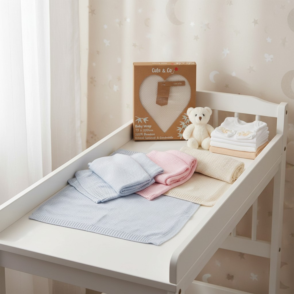 Cute & Co GP-25-1280 Pink = 5035320425801, Sky = 5035320625805, Taupe = 5035320225807 CC25-1280 Bamboo Wrap in Box 75x 100 (Choose Colour)