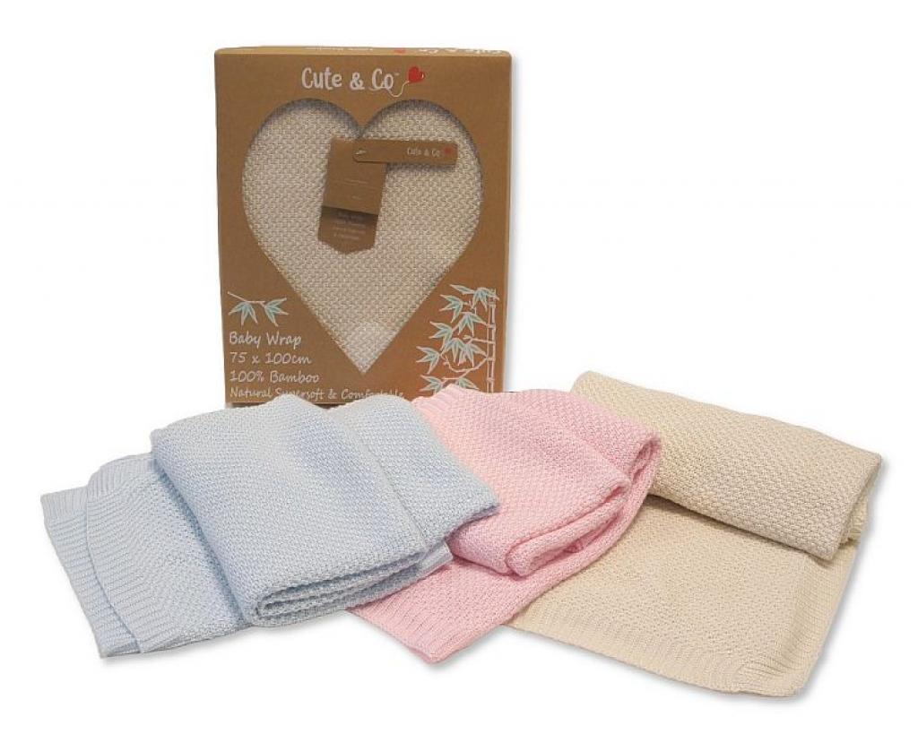 Cute & Co GP-25-1280 Pink = 5035320425801, Sky = 5035320625805, Taupe = 5035320225807 CC25-1280 Bamboo Wrap in Box (Choose Colour)