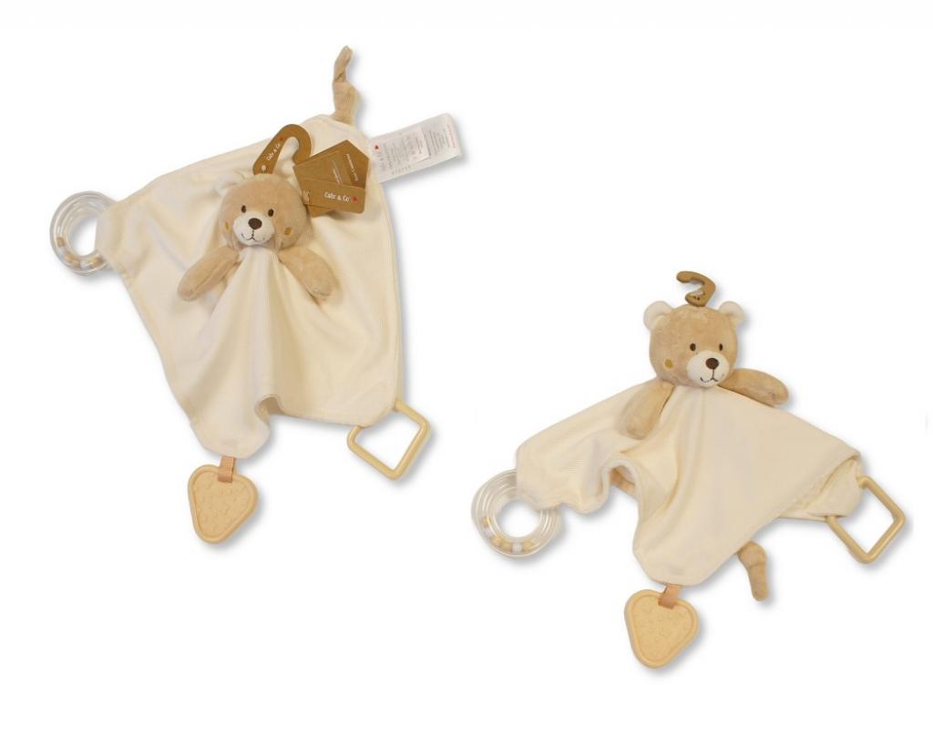 Cute & Co PT-26-0008 5035320260082 CC26-0008 Bear Comforter with Rattle, Ring and Teether