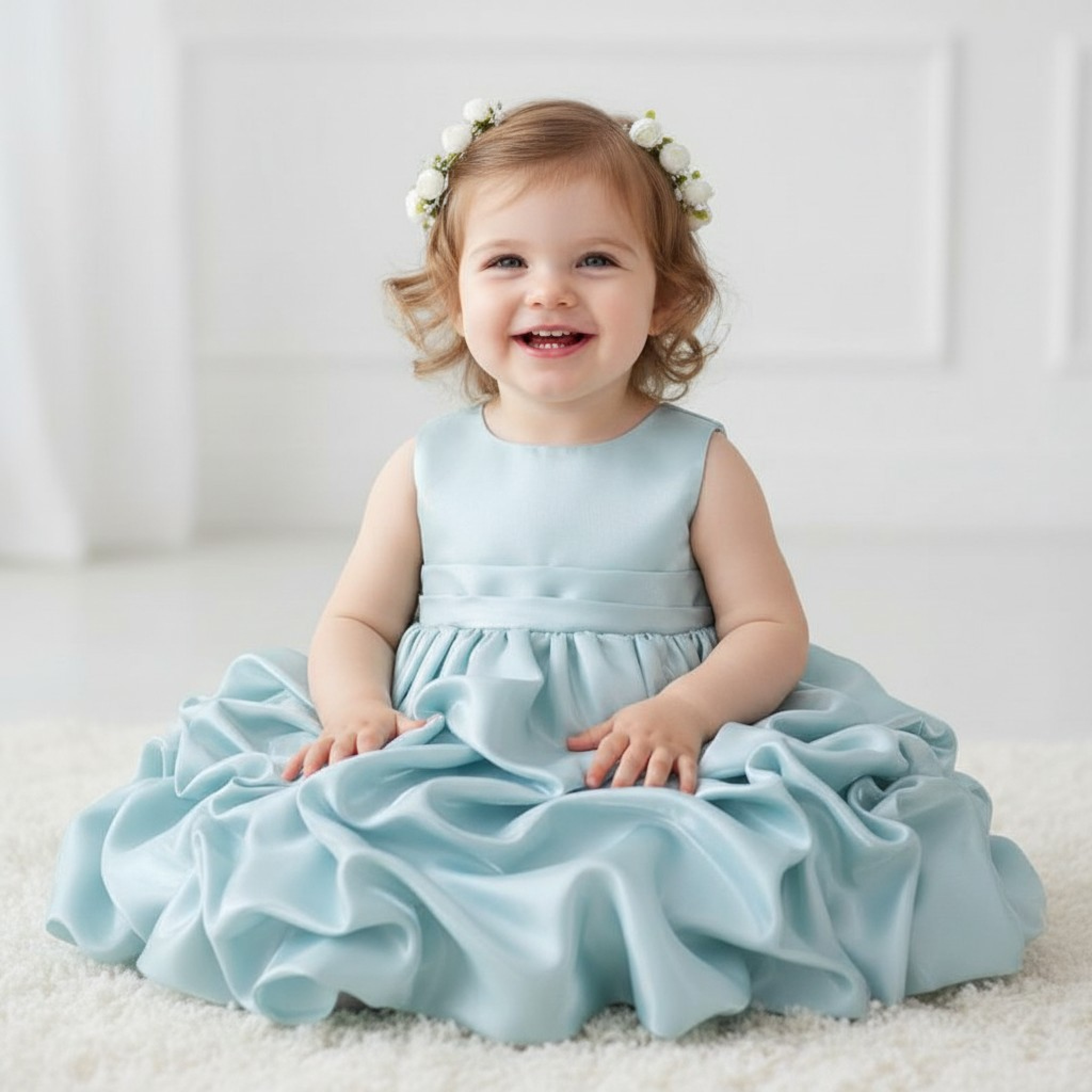 Tia London 67562MINTBLUE * CC67562-G Structured Ruffle Dress SINGLE (Choose 6-24 months)