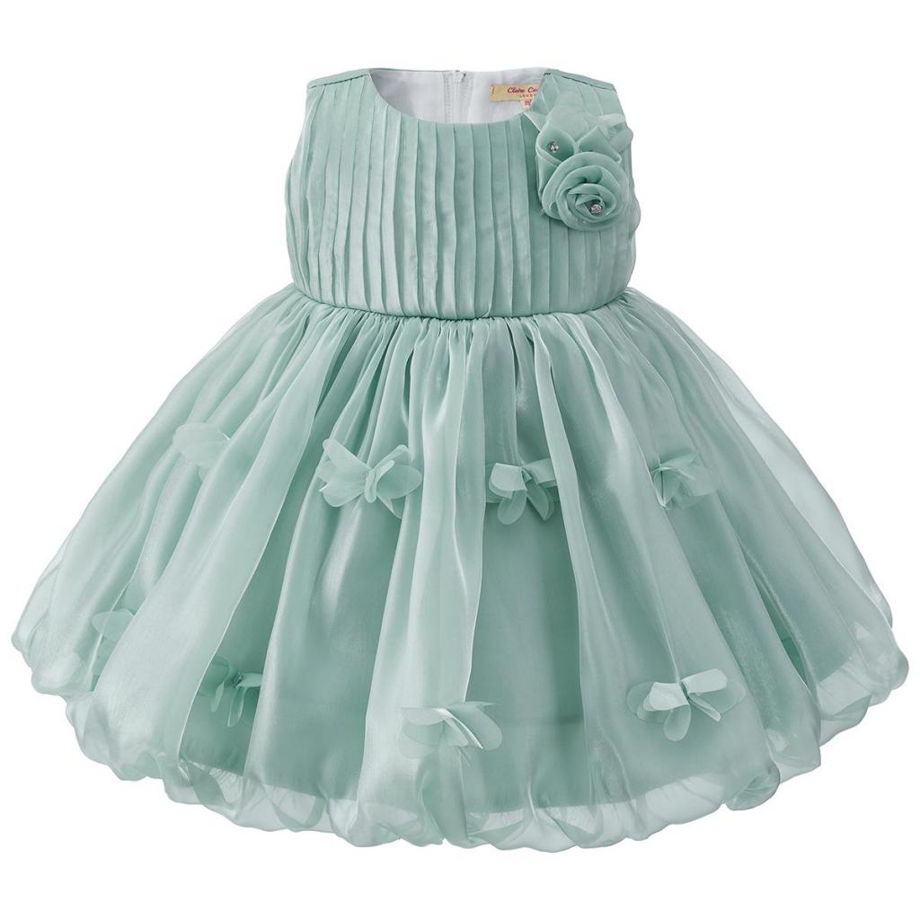 Tia London 67574BEIGE * CC67580G Pleated and floral Tulle Party Dress (6-24 months)