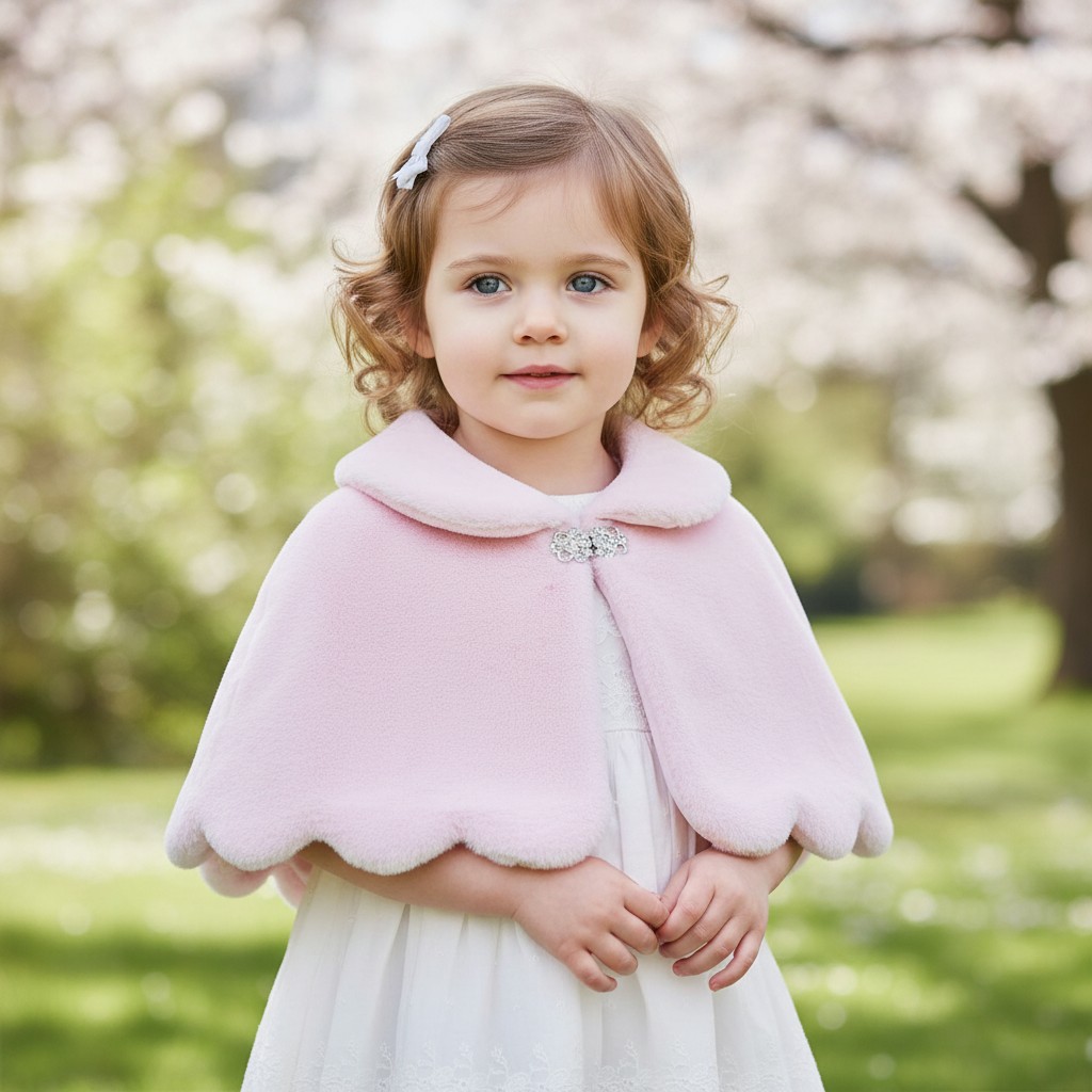Claire Couture CC906BABYPINK  CC906-P Pink Cape with Diamante Clasp (0-24 months)