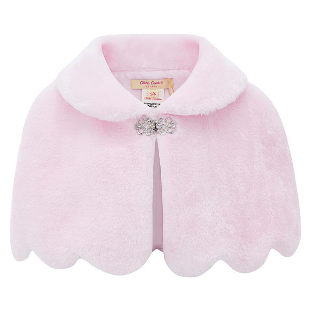 Claire Couture CC906BABYPINK  CC906P Pink Cape with Diamante clasp(6-24 months)