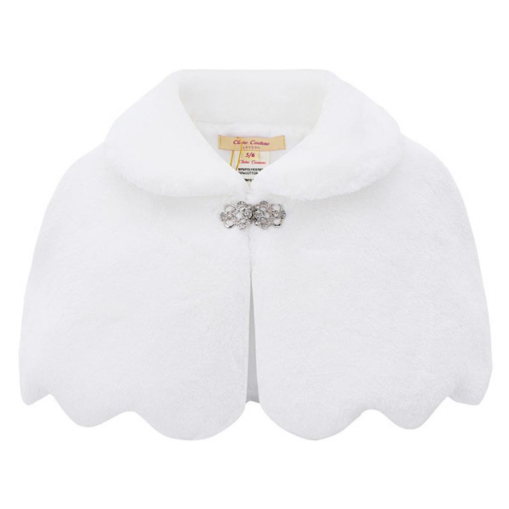 Claire Couture CC906WHITE  CC906W White Cape with Diamante clasp(6-24 months)