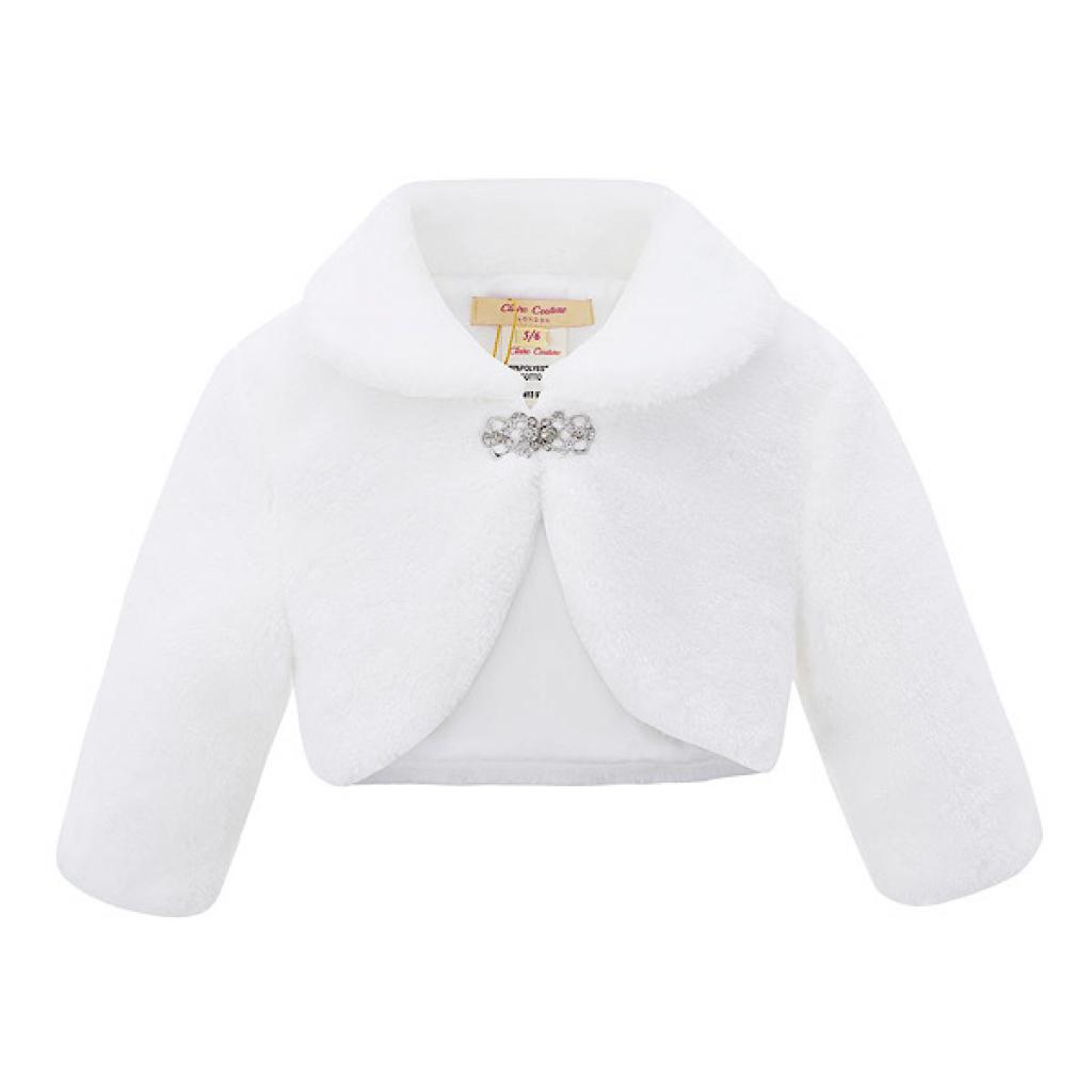 Claire Couture CC907WHITE  CC907W White Bolero with Diamante clasp(6-24 months)