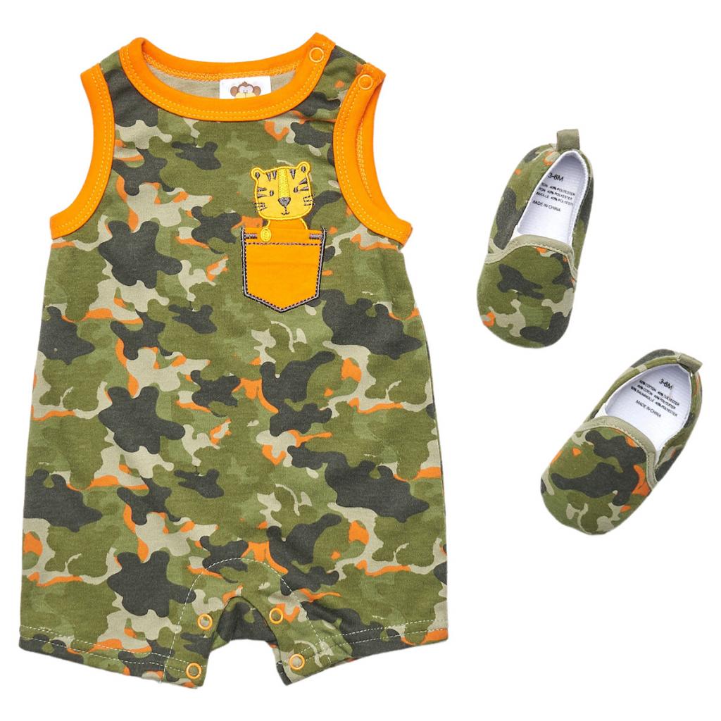Cheeky Chimp 50JTC8924 * CCH8924 Camouflage Romper and Shoe (0-9 months)