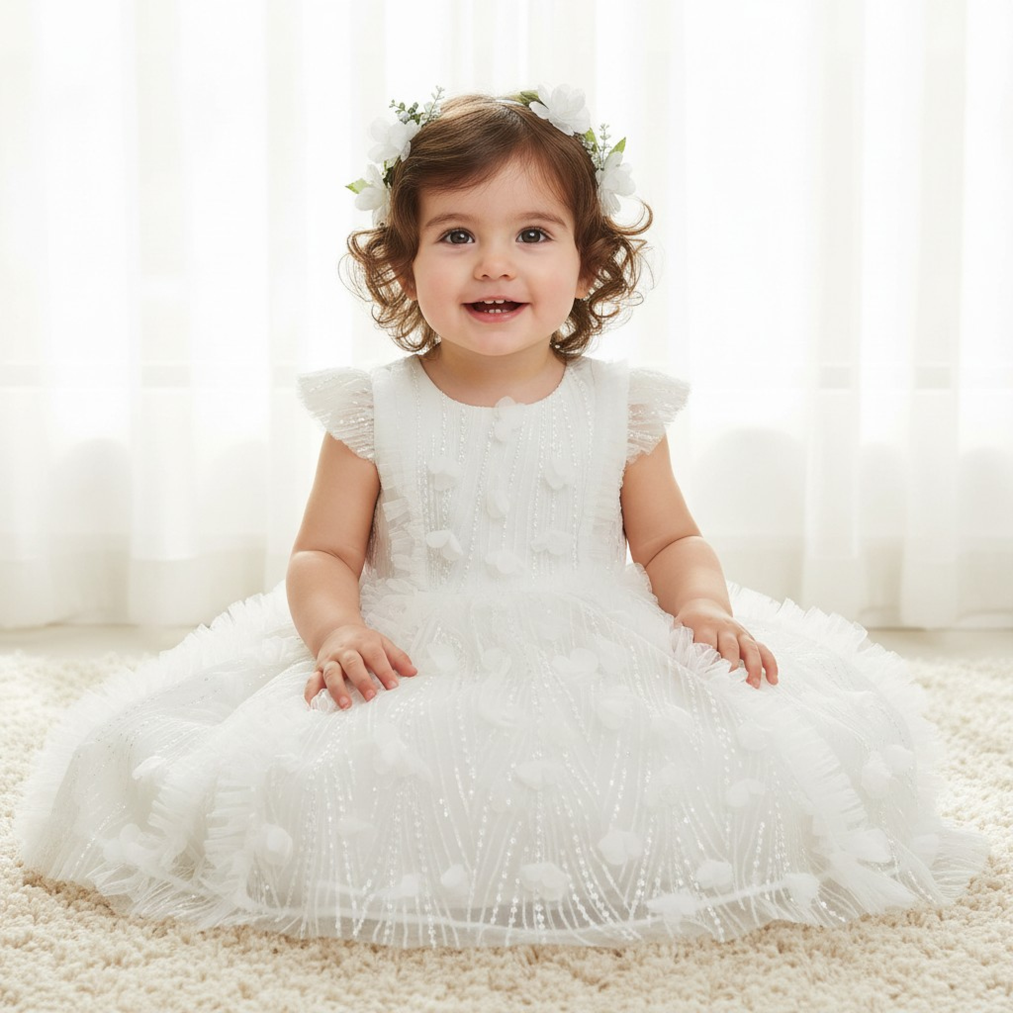 Tia London China * CCS67220-I Ivory Floral Dress SINGLE (Choose 6-24 months)