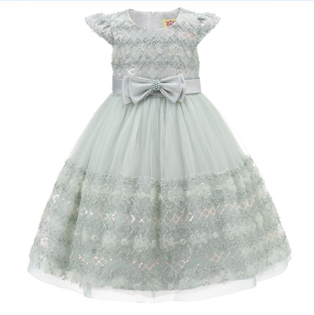 Tia London China * CCS67186G Pale Green Floral Applique Dress (6-24 months)