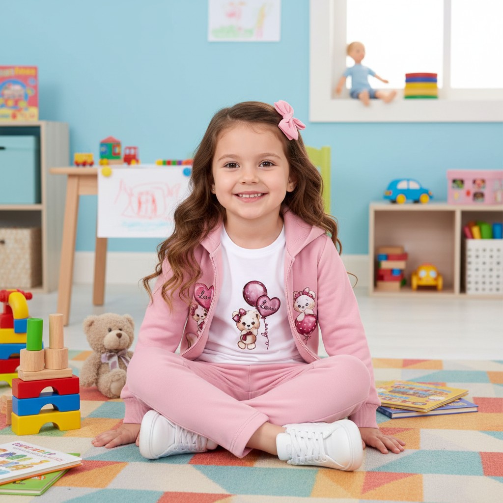 Diamond Stone   DSYG115P Teddy Heart Three Piece set ( 6-36 months)