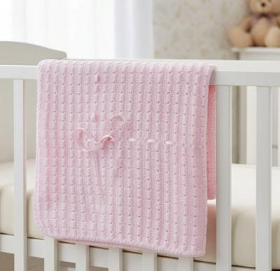 EASH12-P Pink Waffle Shawl with Ribbon