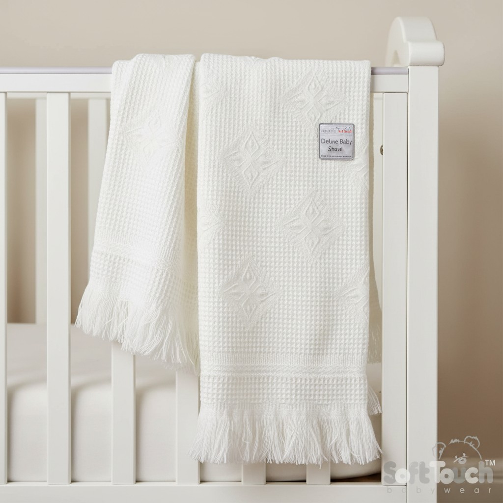 Soft Touch 4SH22-BP-W * EASH22-BP-W White  Star Bulk Shawl with Fringe