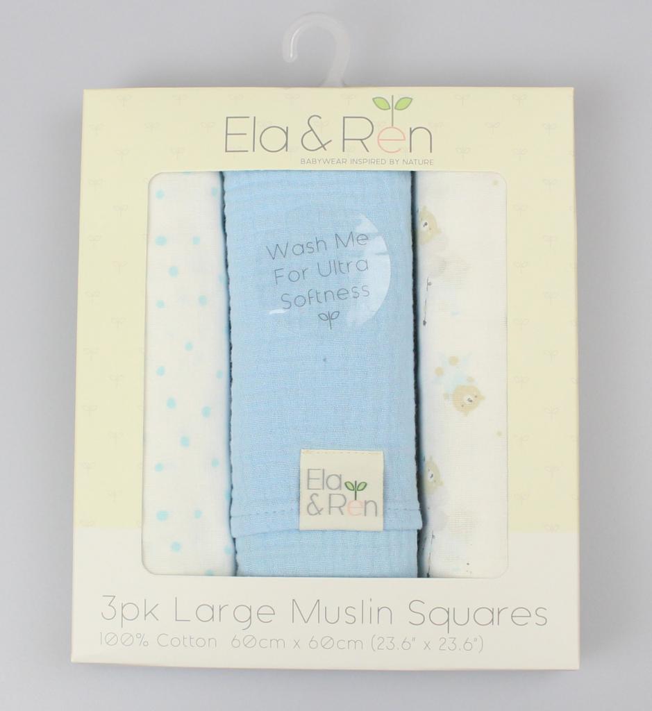 Ela & Ren Inspired by nature SQU/E13414 85050750085197 ER13414 Boxed Large Muslins Teddy